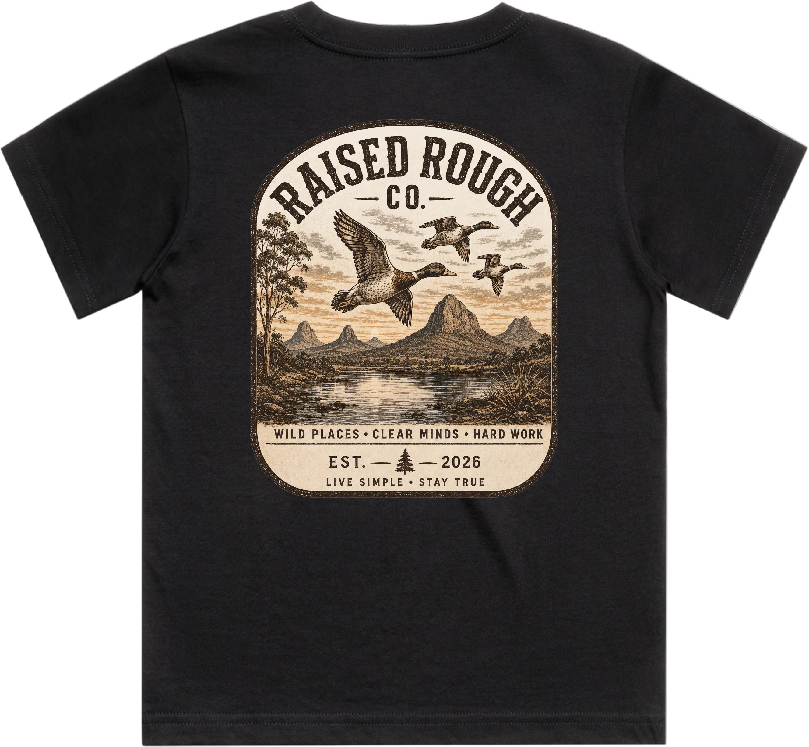 Youth Raised Rough Co. Tee Black/Duck