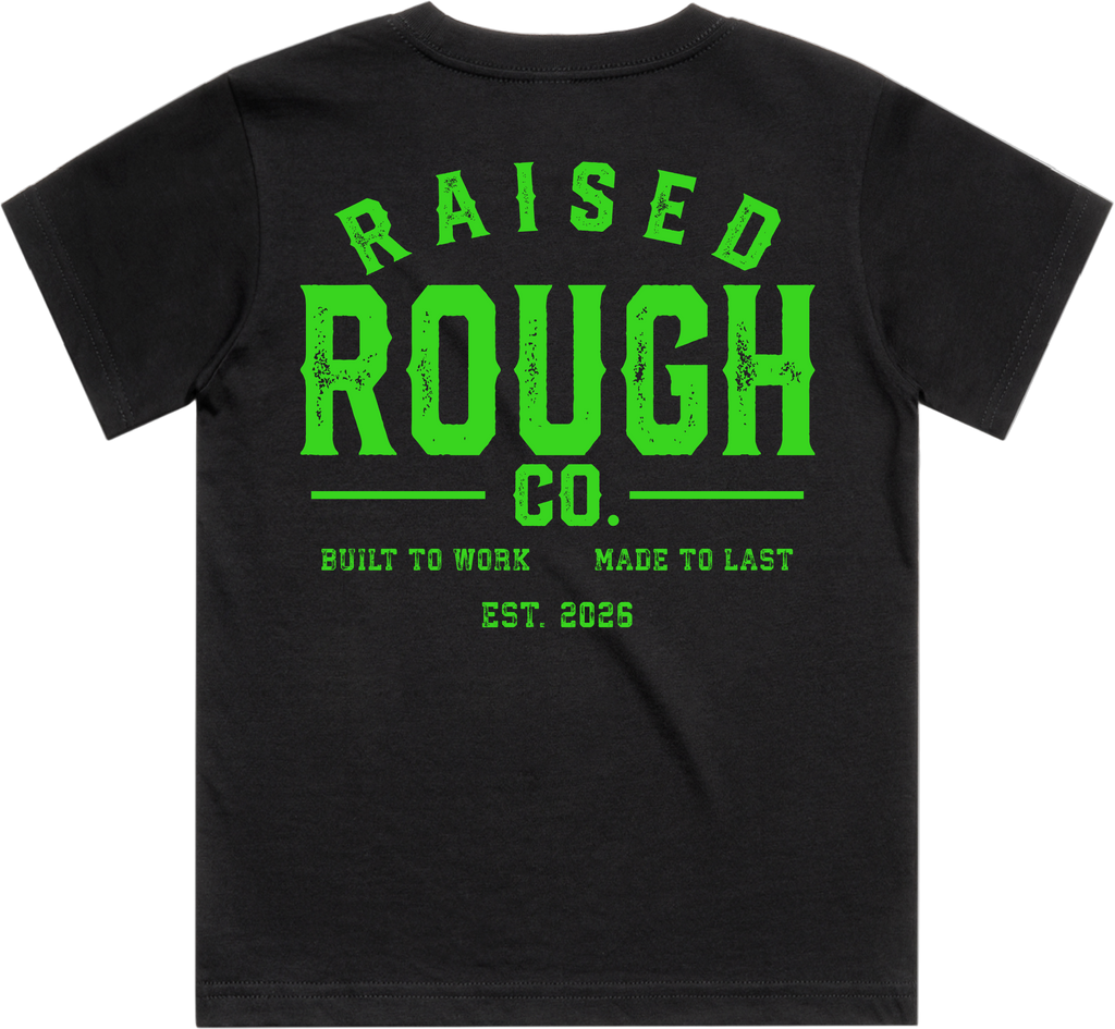 Kid's Raised Rough Co. Tee Black/Green