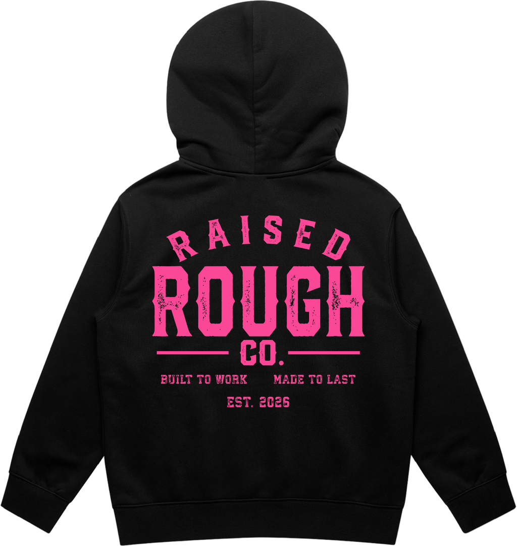 Youth Raised Rough Co. Relaxed Hood – Black/Pink