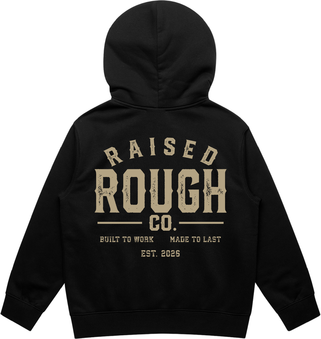Kid's Raised Rough Co. Relaxed Hood – Black/Sand