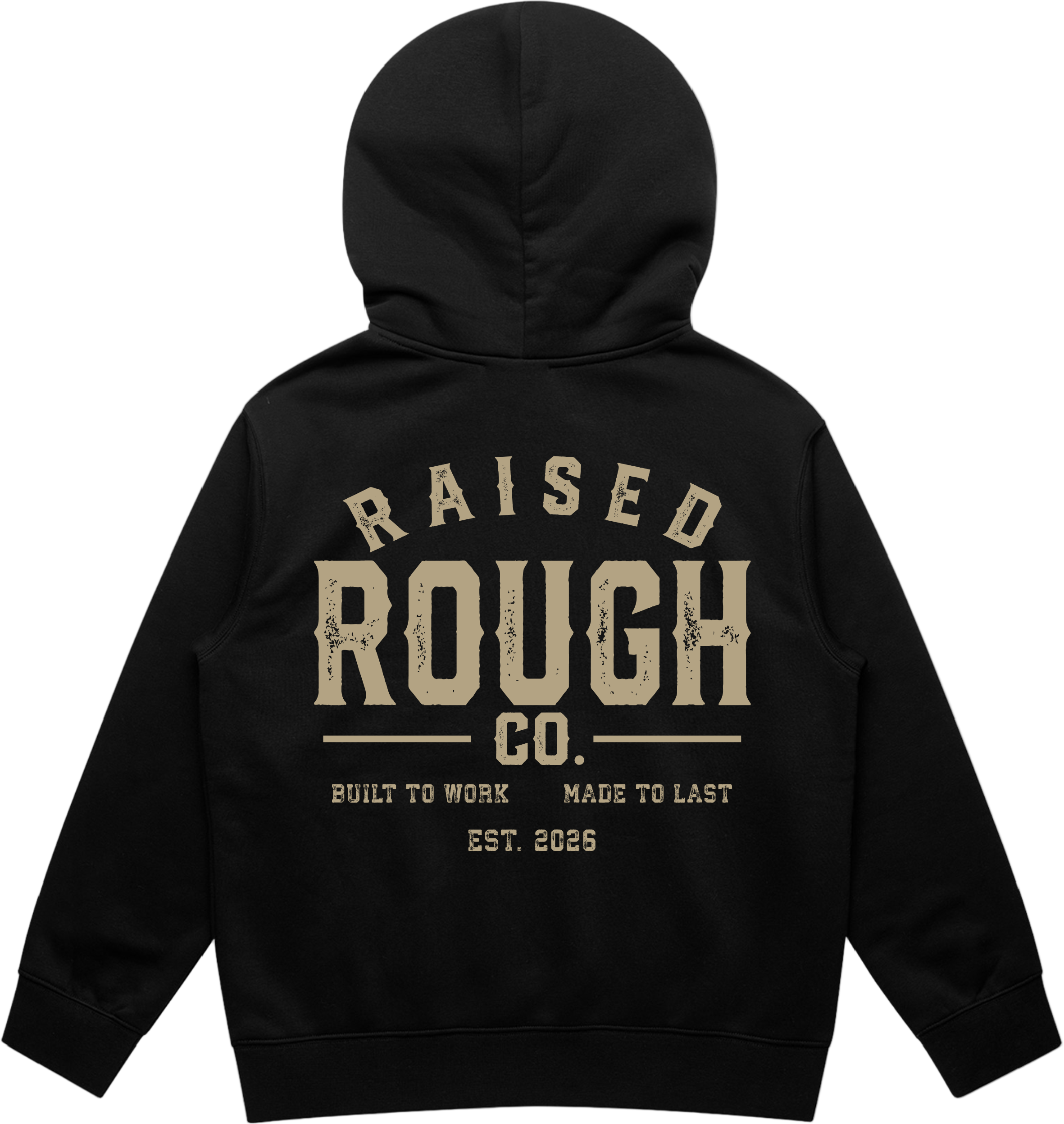 Kid's Raised Rough Co. Relaxed Hood – Black/Sand