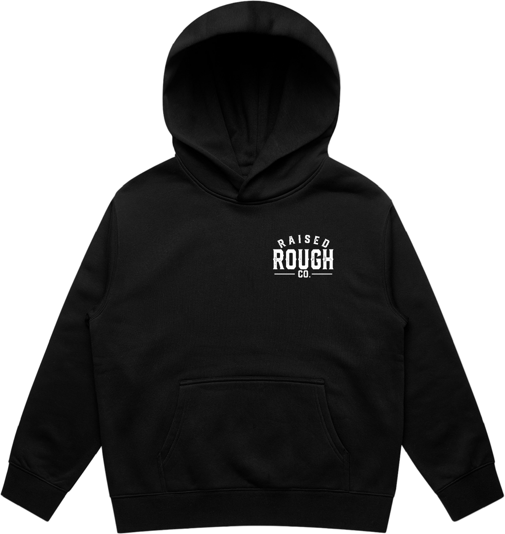 Kid's Raised Rough Co. Relaxed Hood – Black/White