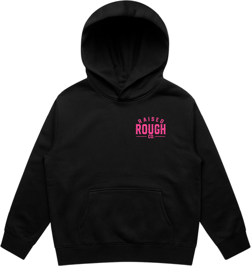 Kid's Raised Rough Co. Relaxed Hood – Black/Pink