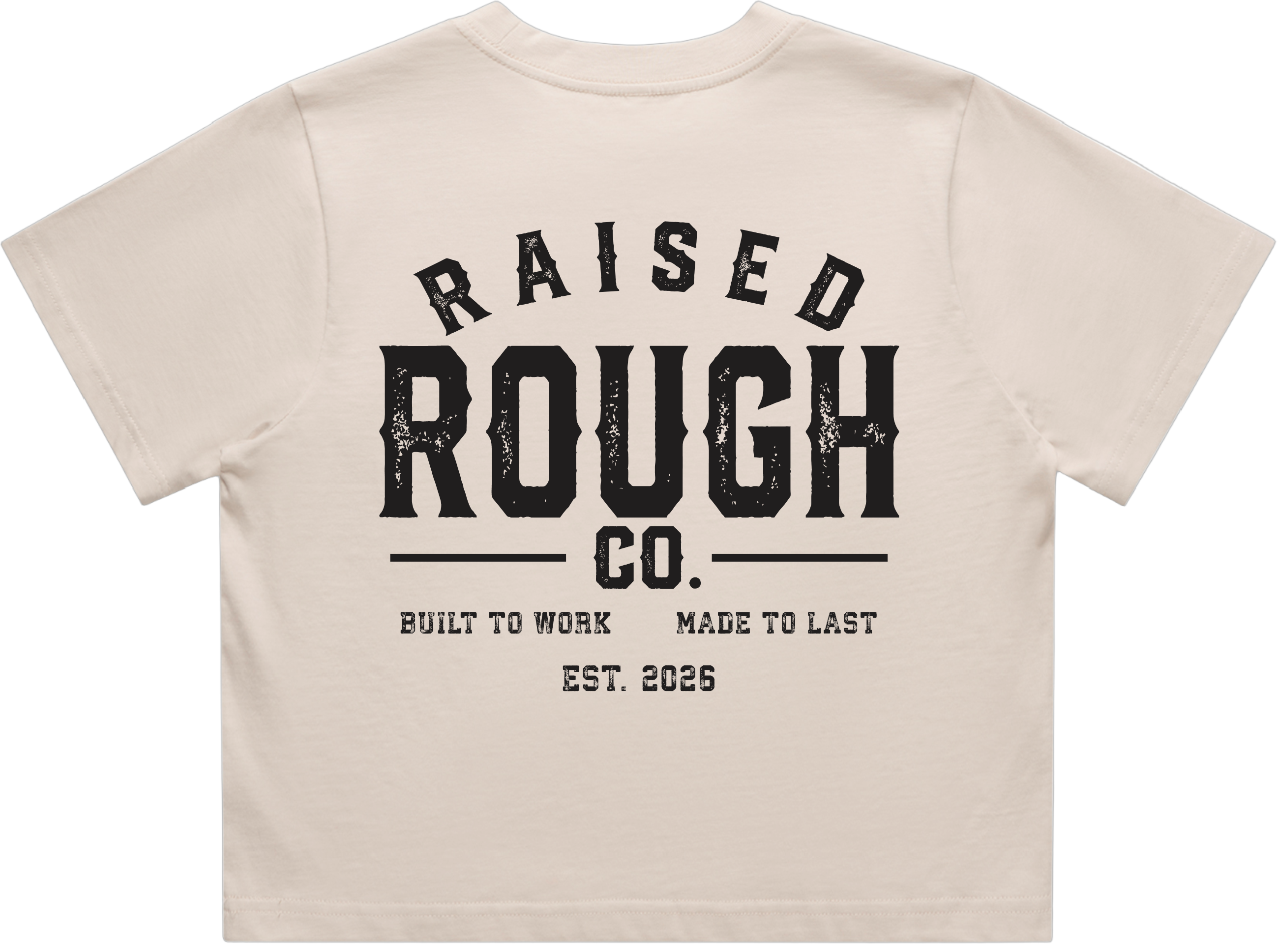 Women's Raised Rough Co. Crop Tee - Bone/Black