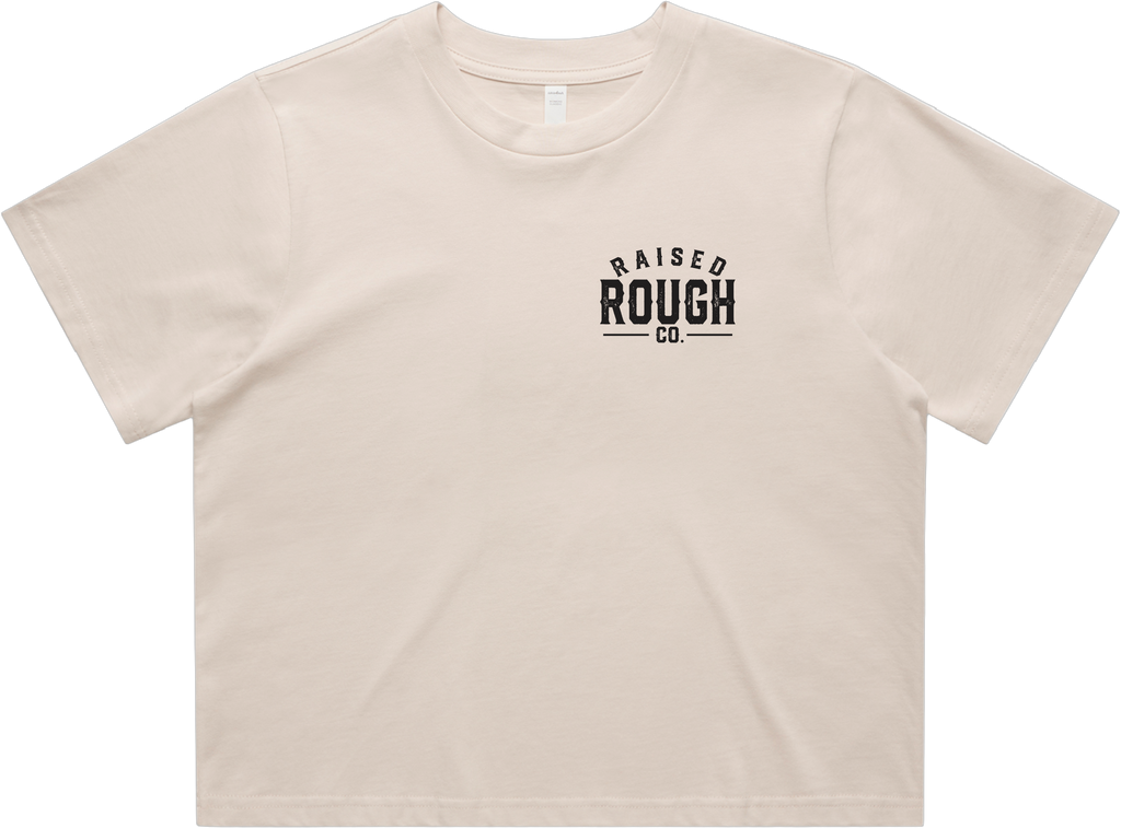Women's Raised Rough Co. Crop Tee - Bone/Black