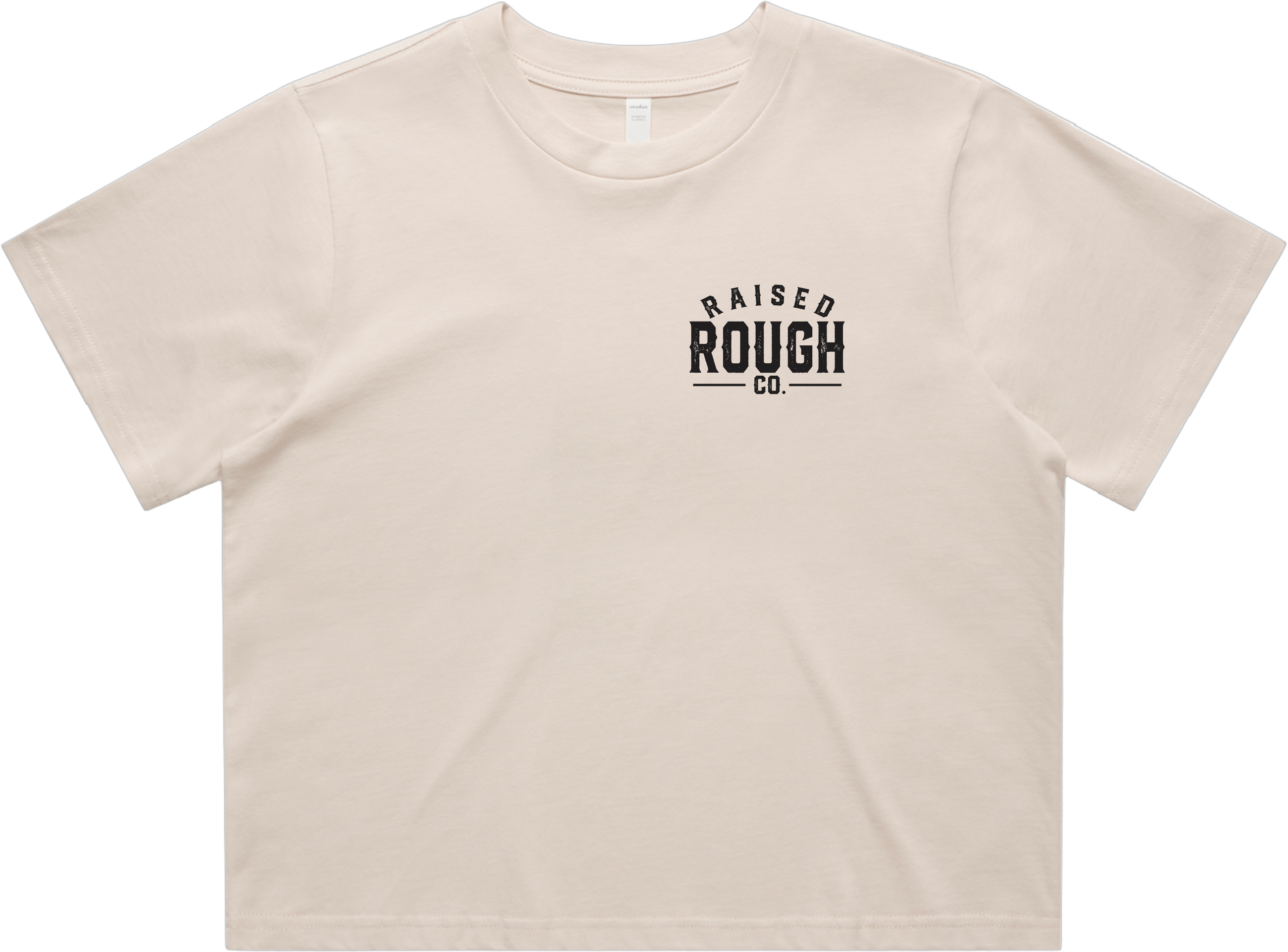 Women's Raised Rough Co. Crop Tee - Bone/Black