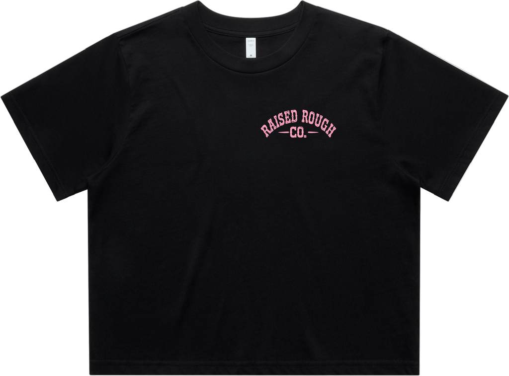 Women's Raised Rough Co. Crop Tee - Black/Cowgirl