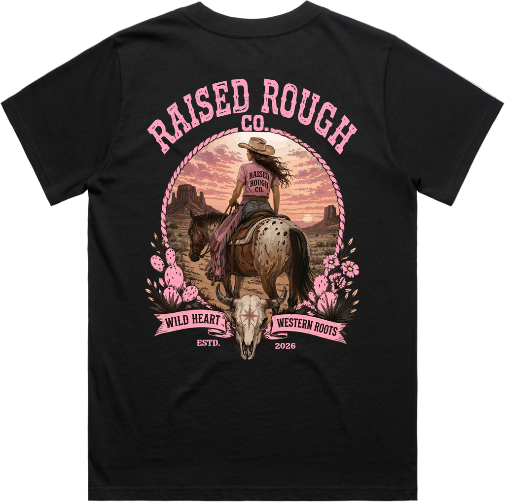 Women's Raised Rough Co. Tee - Black/Cowgirl