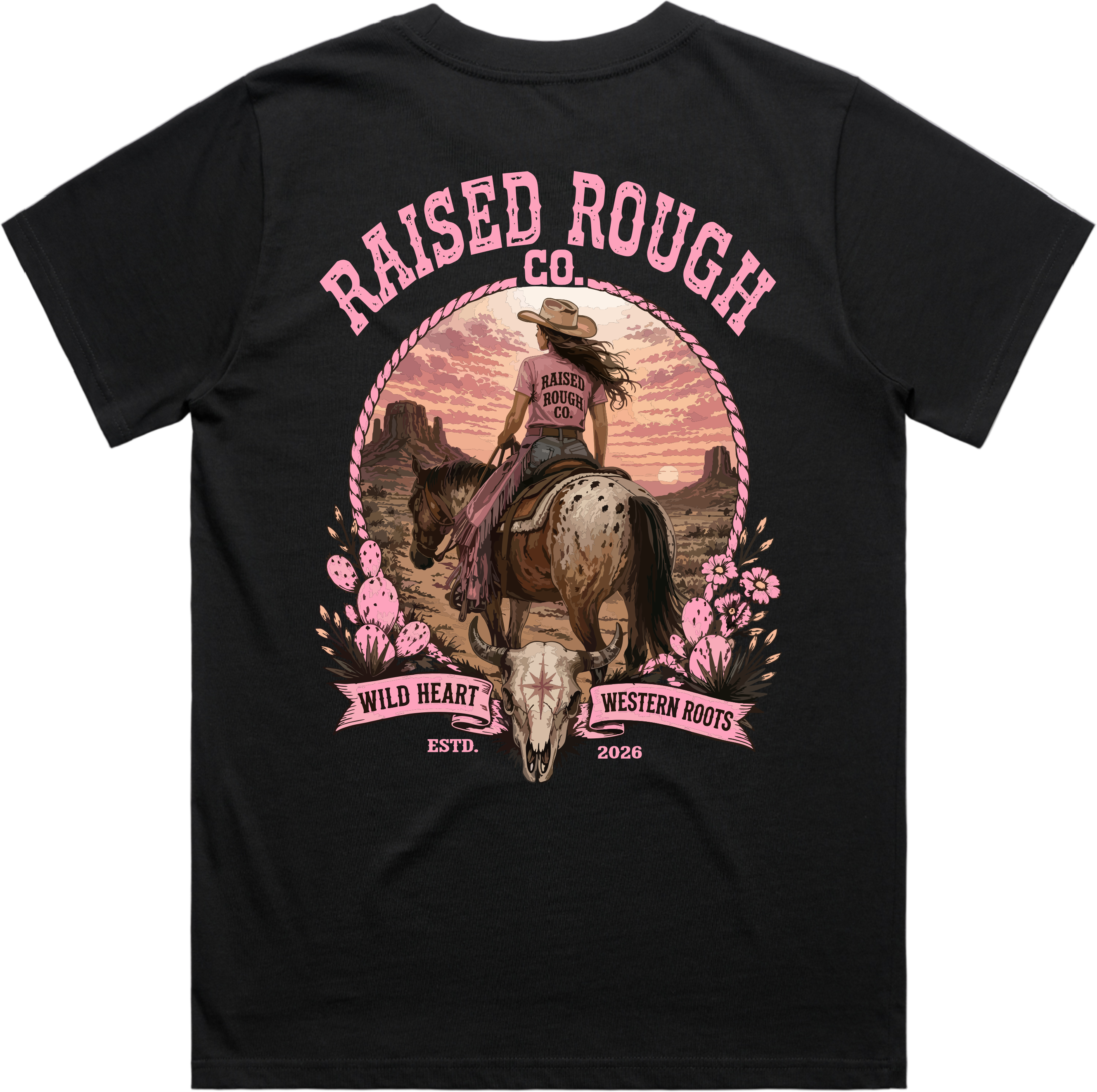 Women's Raised Rough Co. Tee - Black/Cowgirl