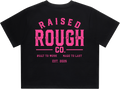 Women's Raised Rough Co. Crop Tee - Black/Pink