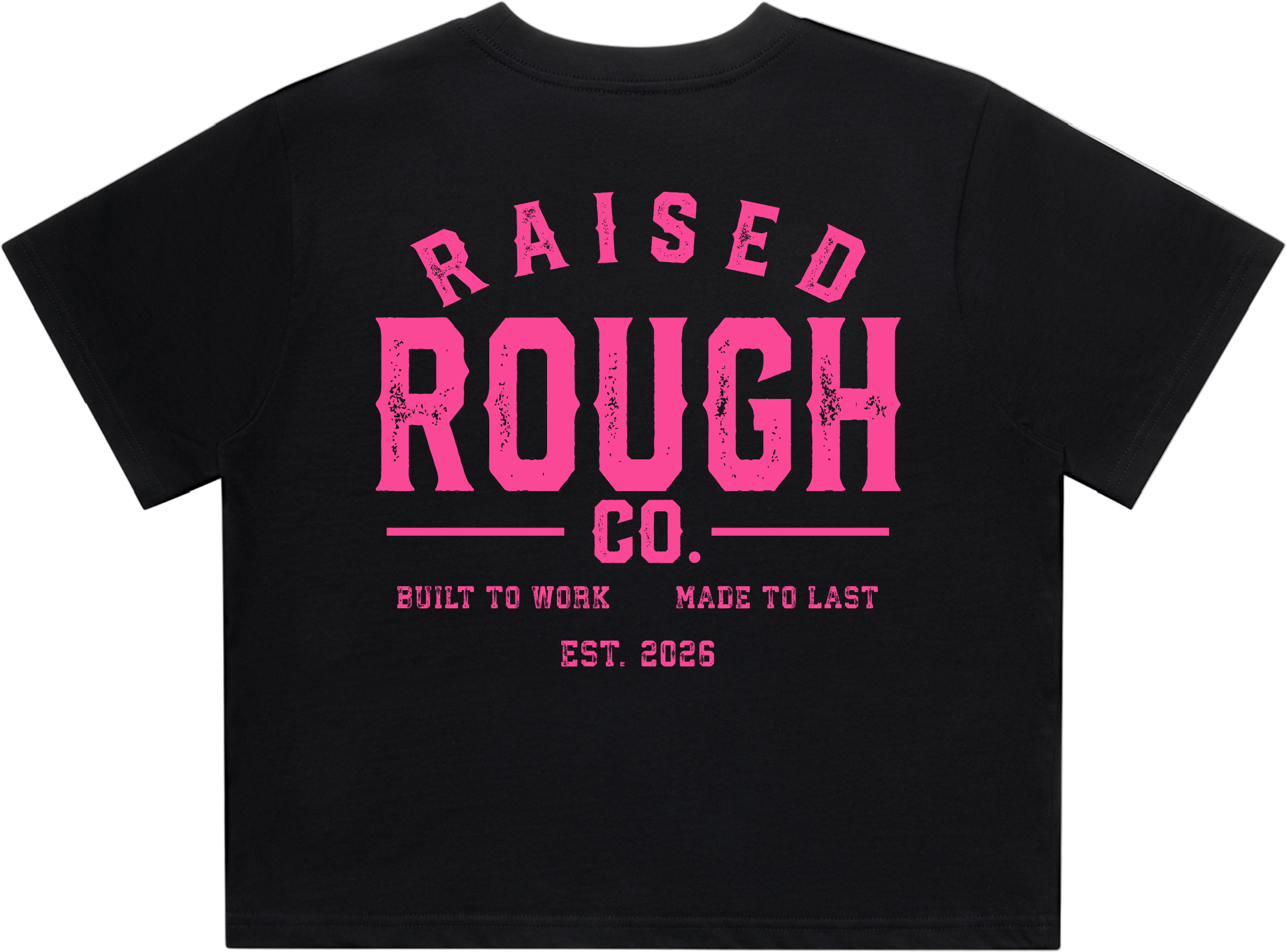 Women's Raised Rough Co. Crop Tee - Black/Pink