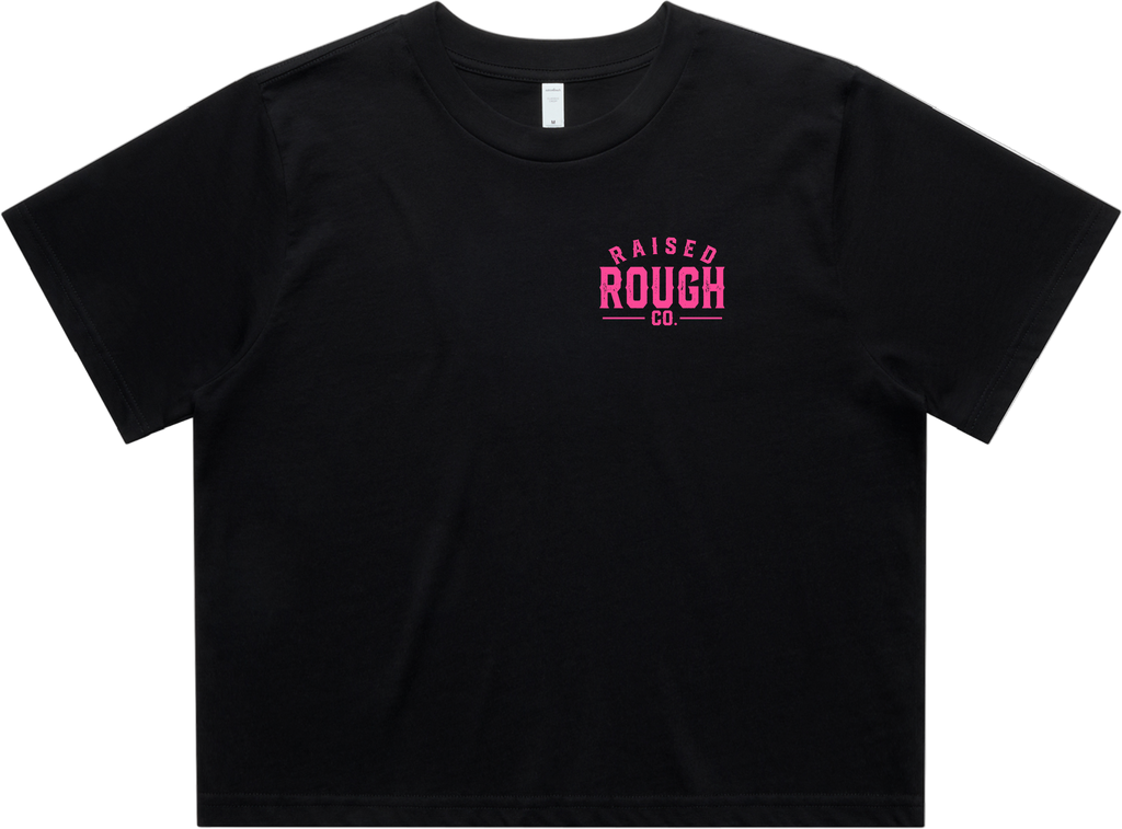Women's Raised Rough Co. Crop Tee - Black/Pink