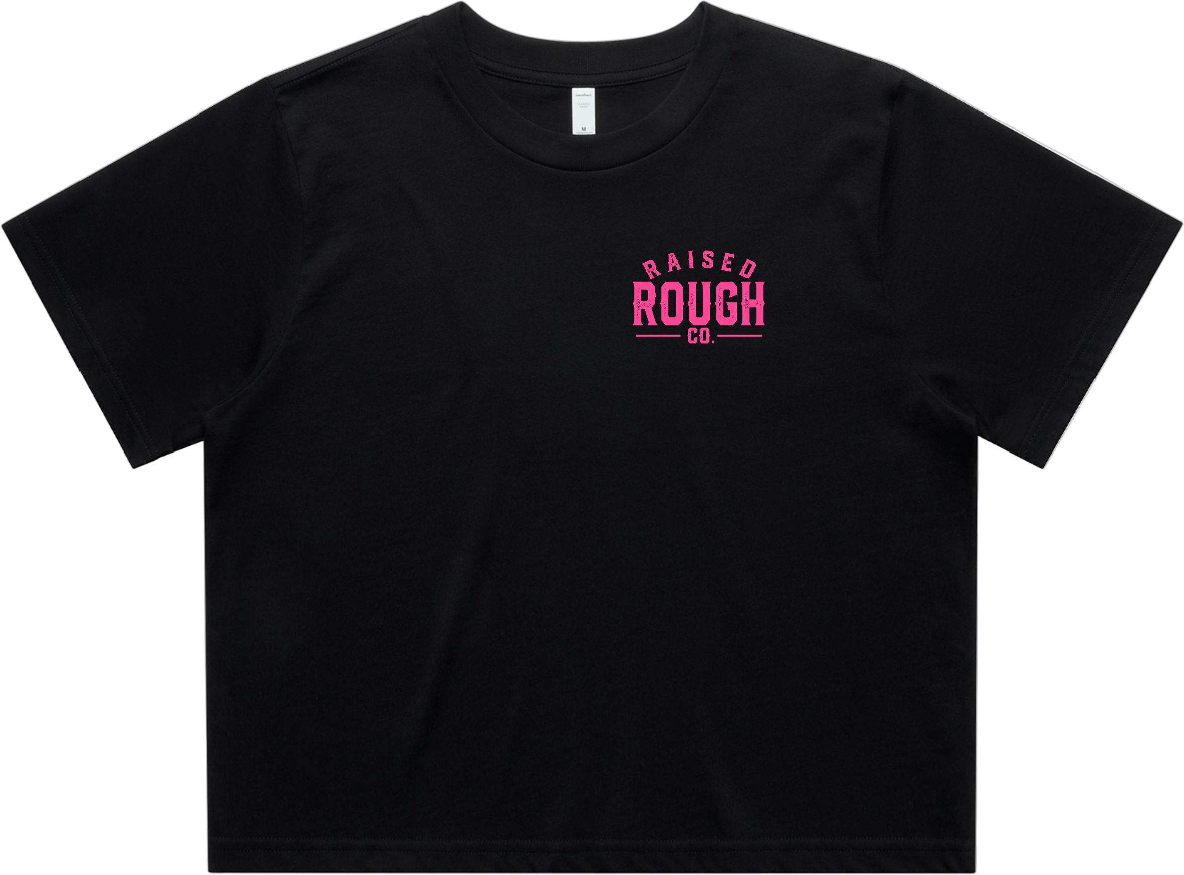 Women's Raised Rough Co. Crop Tee - Black/Pink