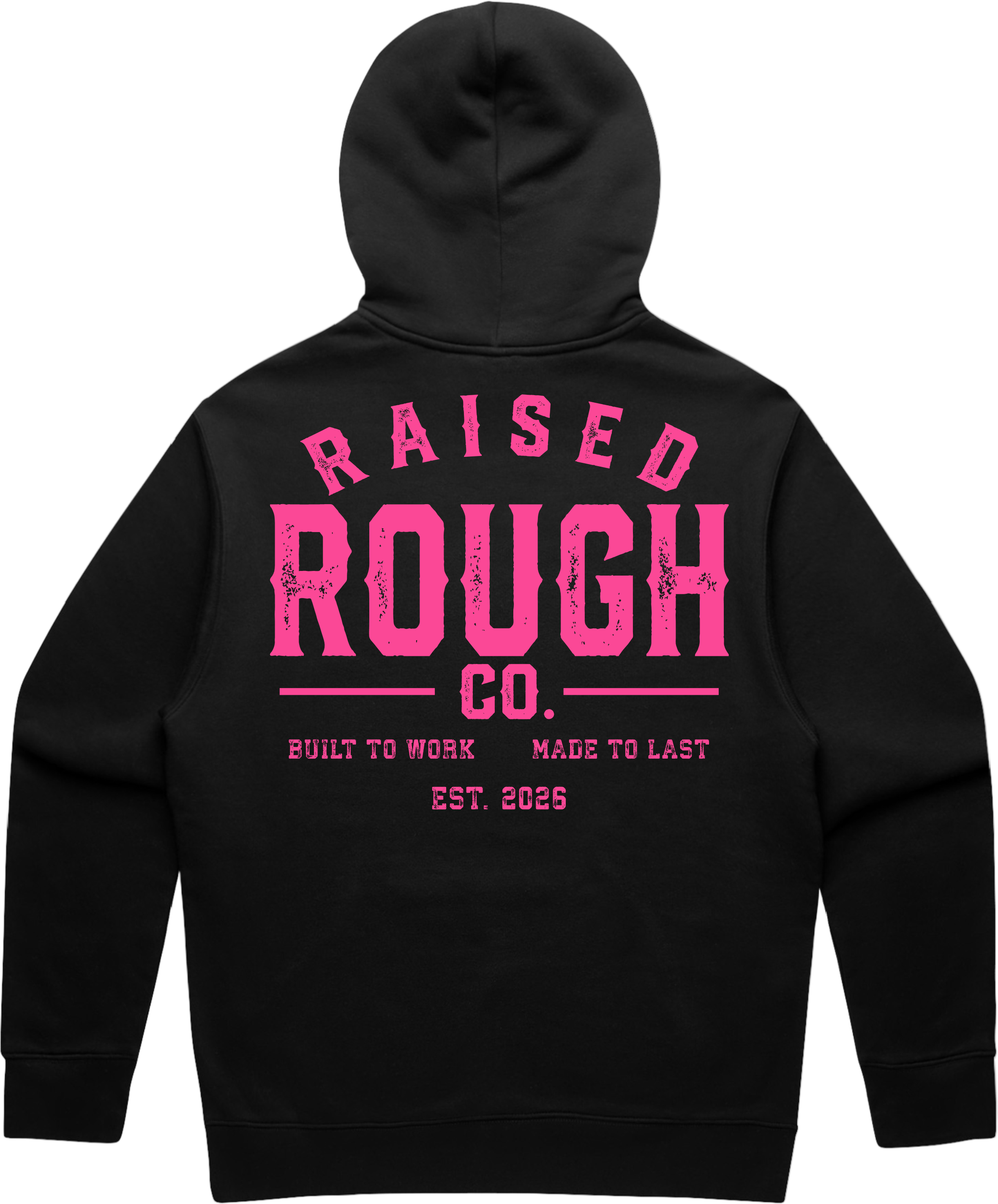 Unisex Raised Rough Co. Relaxed Hood – Black/Pink