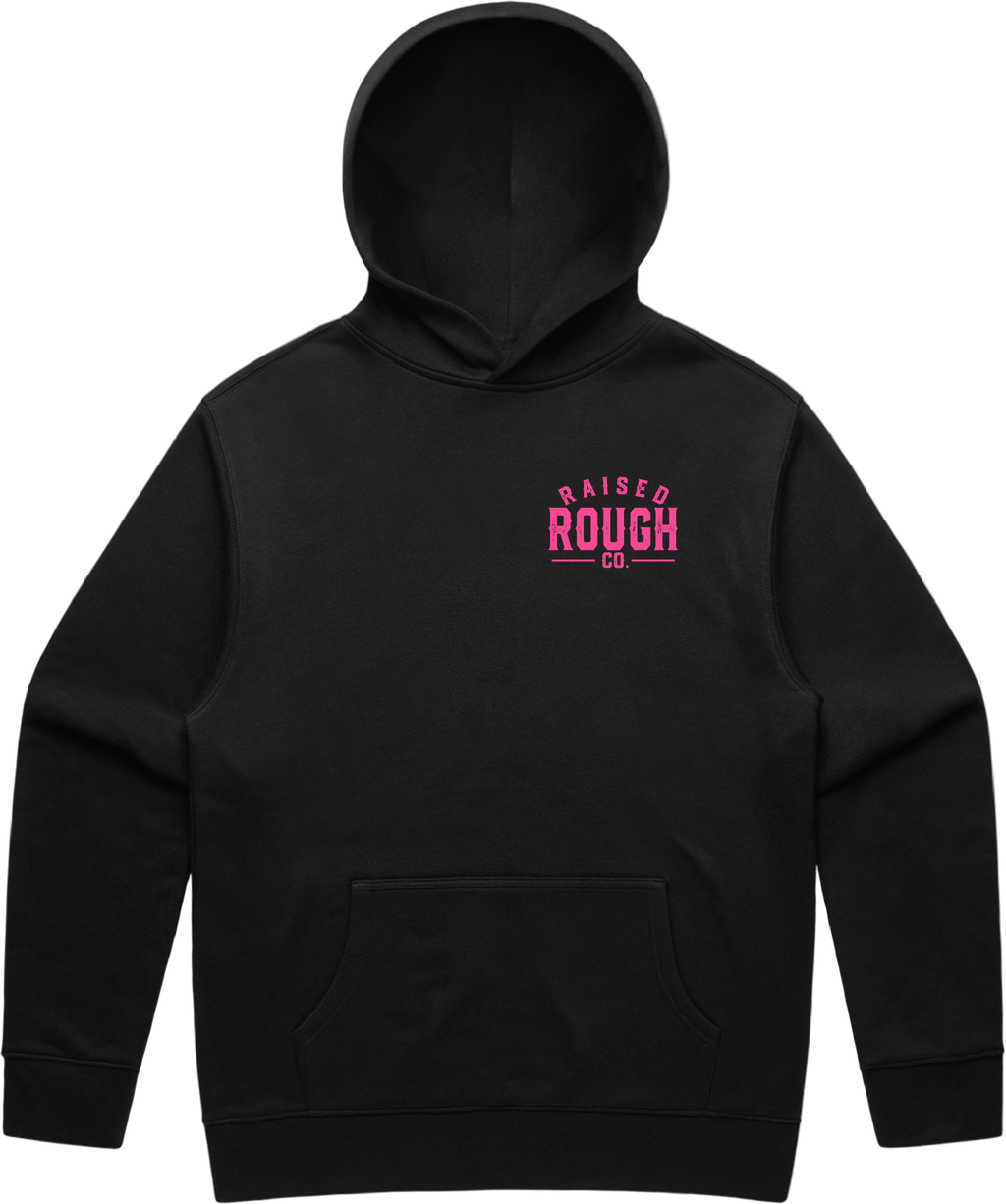 Unisex Raised Rough Co. Relaxed Hood – Black/Pink