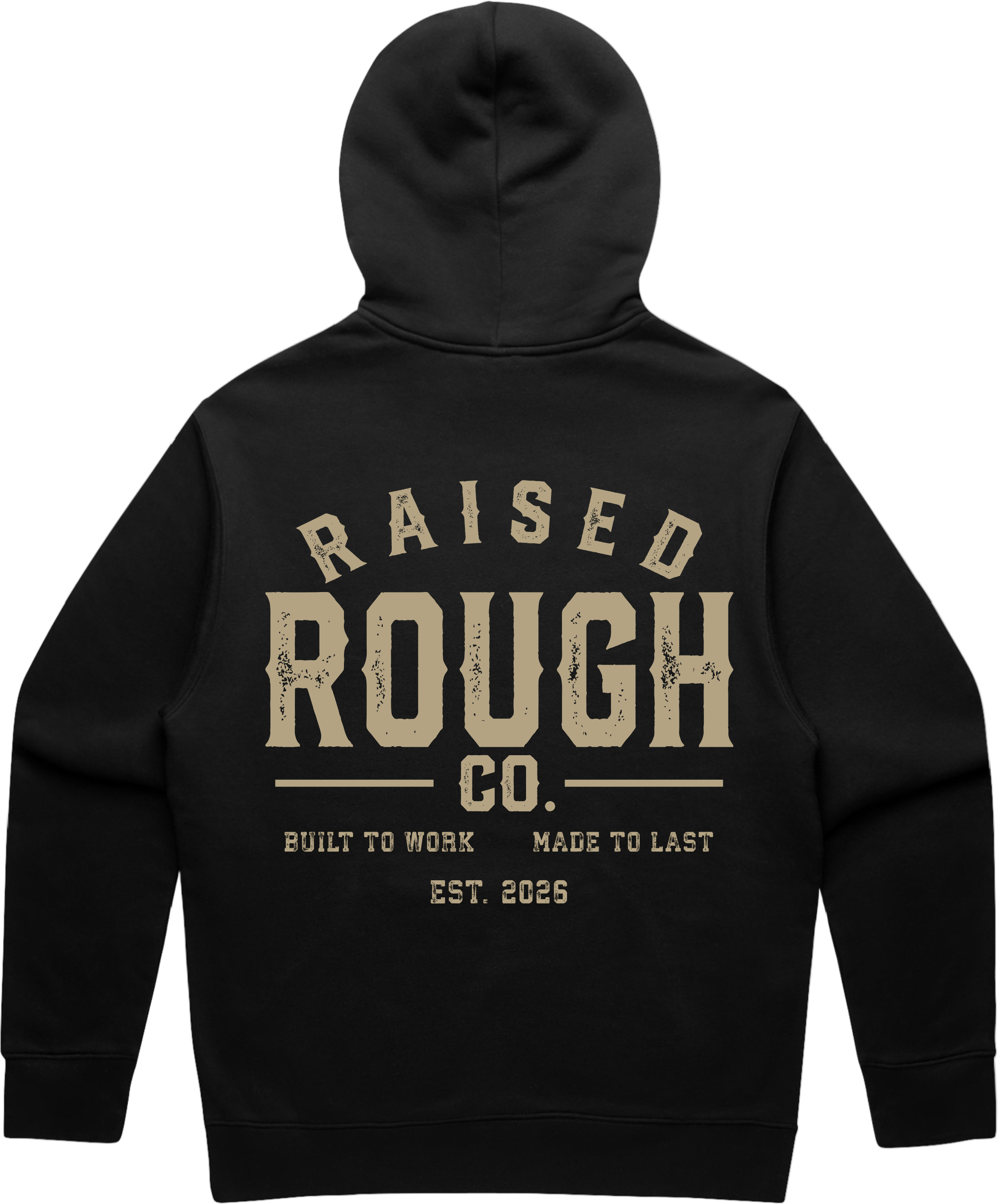 Unisex Raised Rough Co. Relaxed Hood – Black/Sand