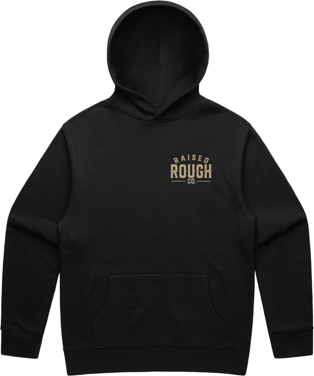 Unisex Raised Rough Co. Relaxed Hood – Black/Sand