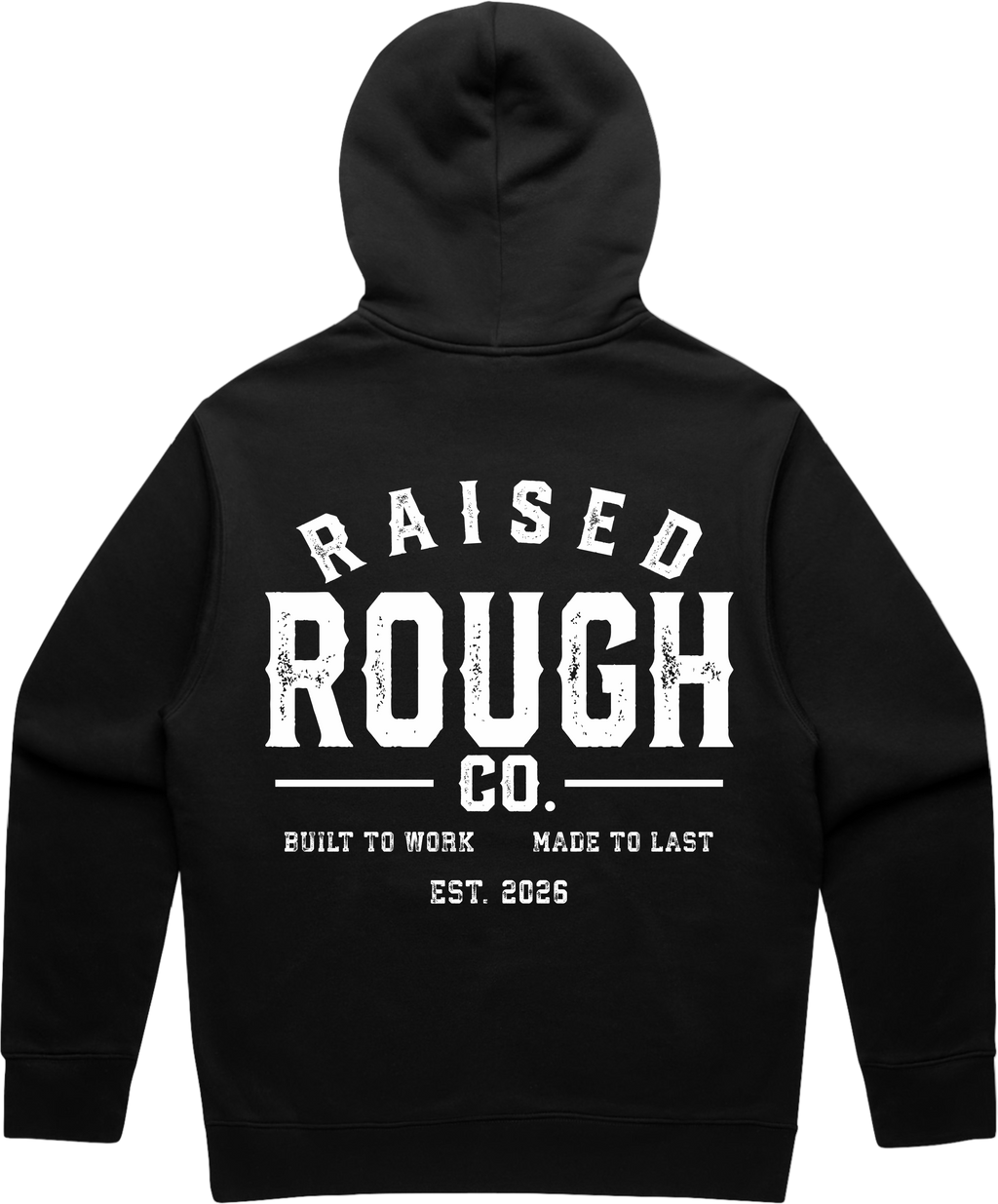 Unisex Raised Rough Co. Relaxed Hood – Black/White