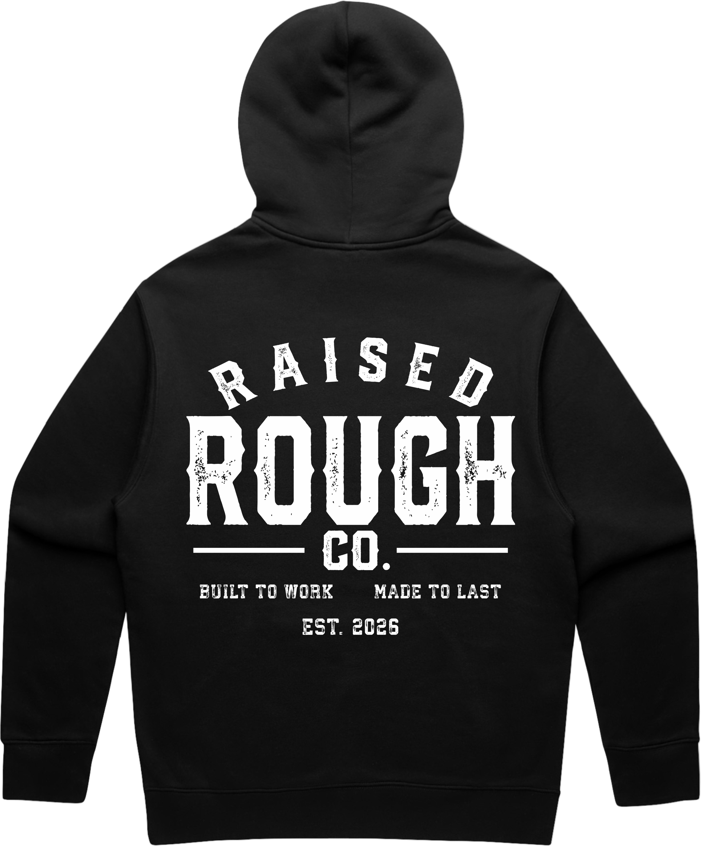 Unisex Raised Rough Co. Relaxed Hood – Black/White