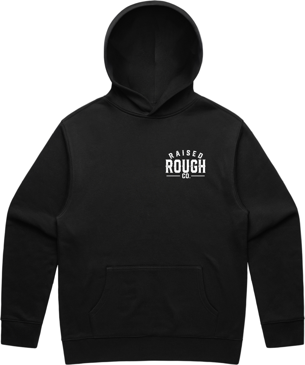 Unisex Raised Rough Co. Relaxed Hood – Black/White