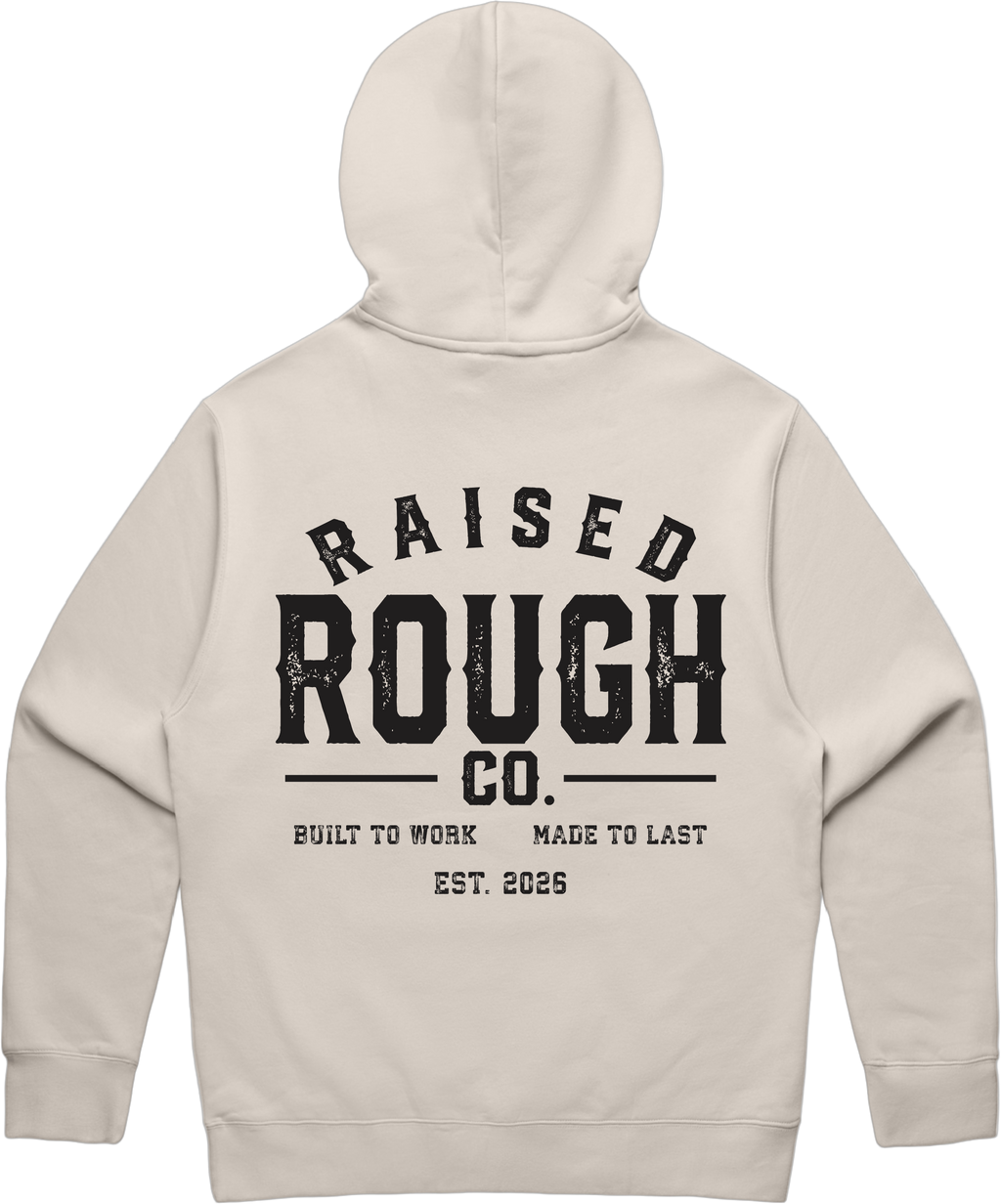 Unisex Raised Rough Co. Relaxed Hood – Bone/Black