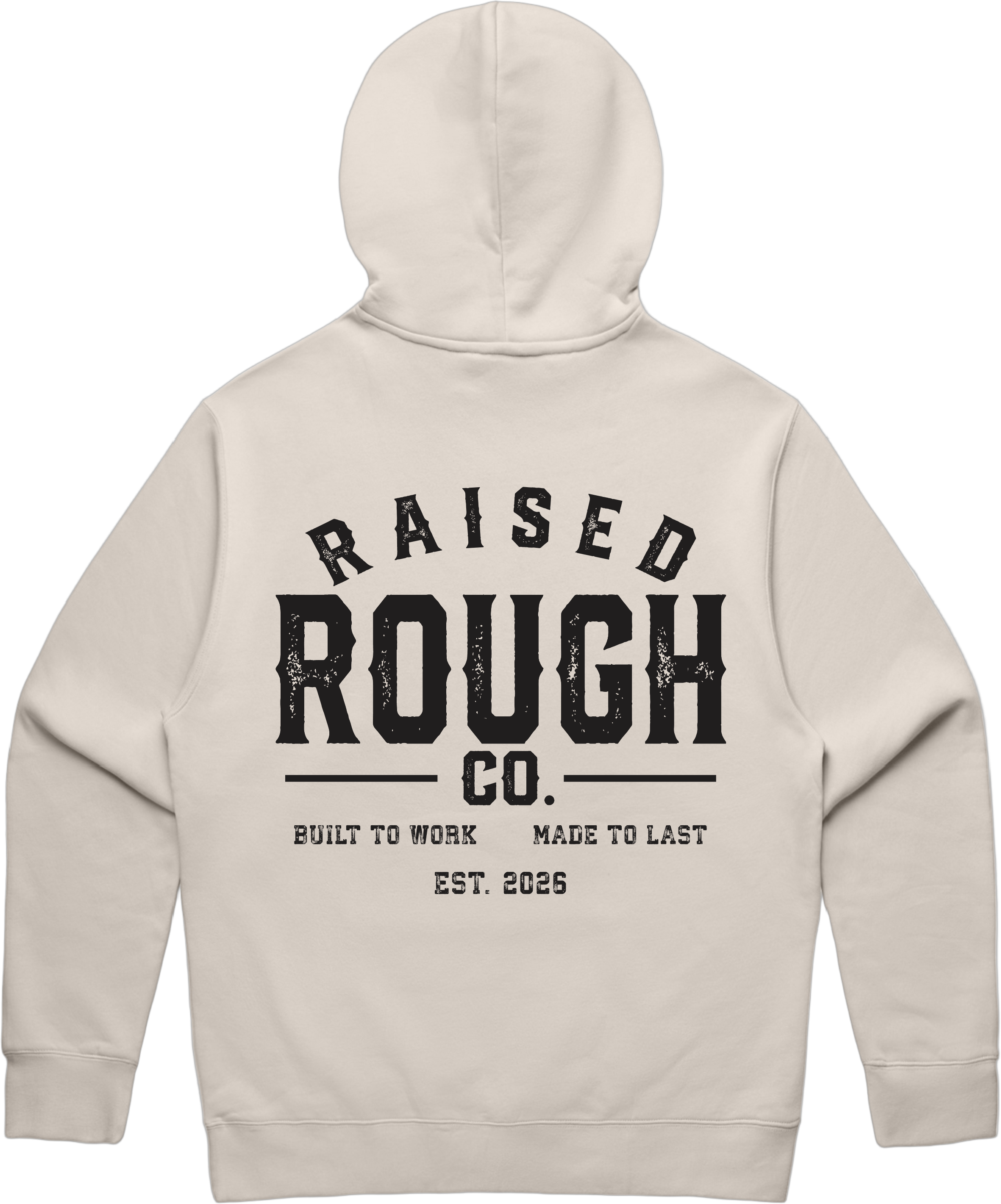 Unisex Raised Rough Co. Relaxed Hood – Bone/Black