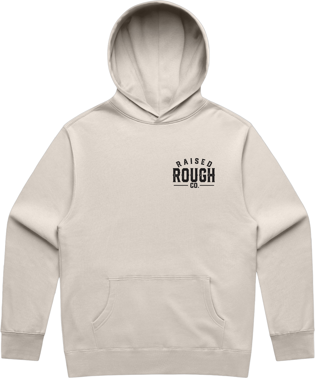 Unisex Raised Rough Co. Relaxed Hood – Bone/Black