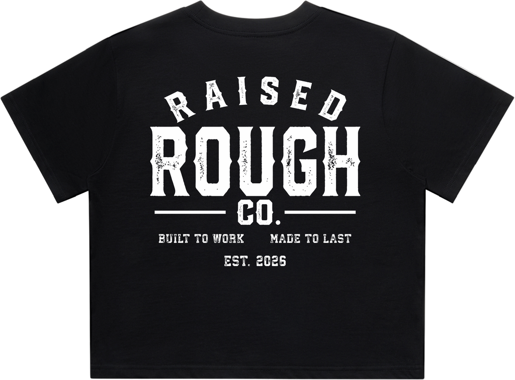 Women's Raised Rough Co. Crop Tee - Black/White