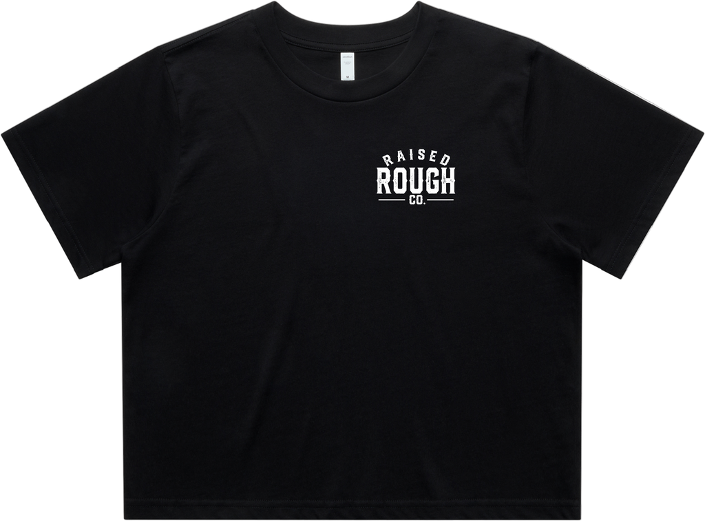 Women's Raised Rough Co. Crop Tee - Black/White
